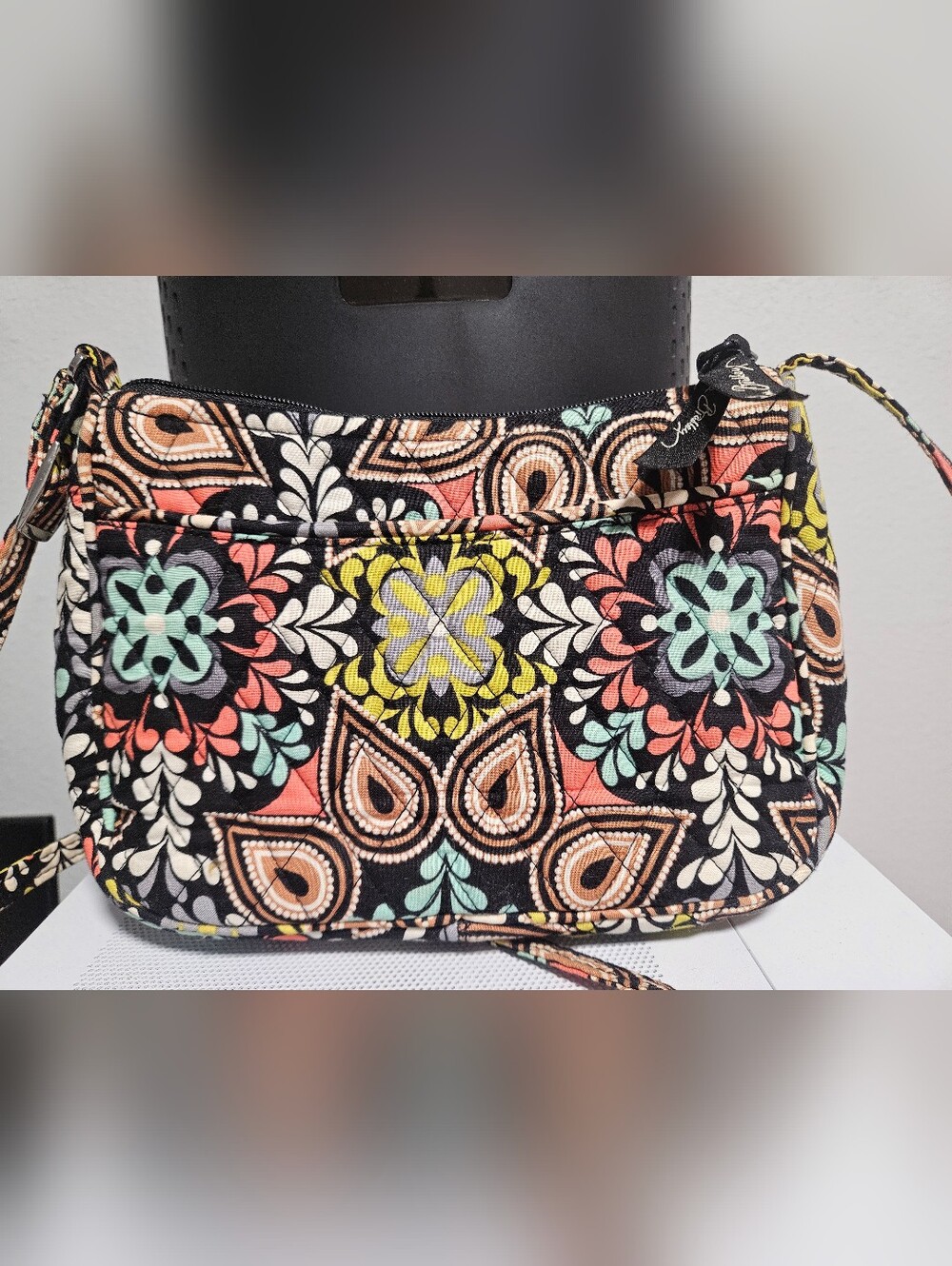 Vera Bradley Black Multi Floral Quilted Crossbody - Picture 3 of 5